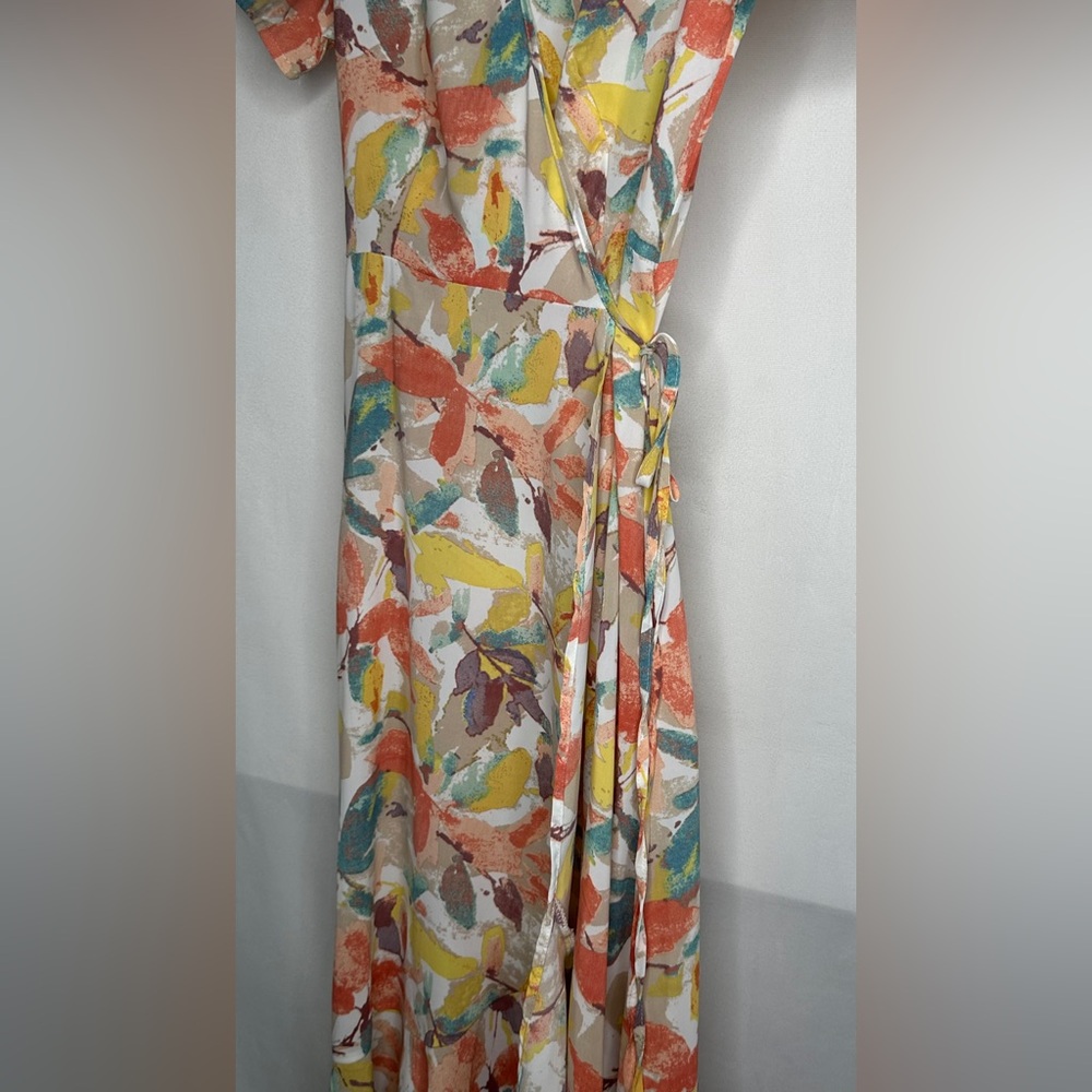 Pretty Garden Summer Wrap Maxi Dress Asymmetrical Ruffle Hem Boho Sz S - Picture 3 of 12